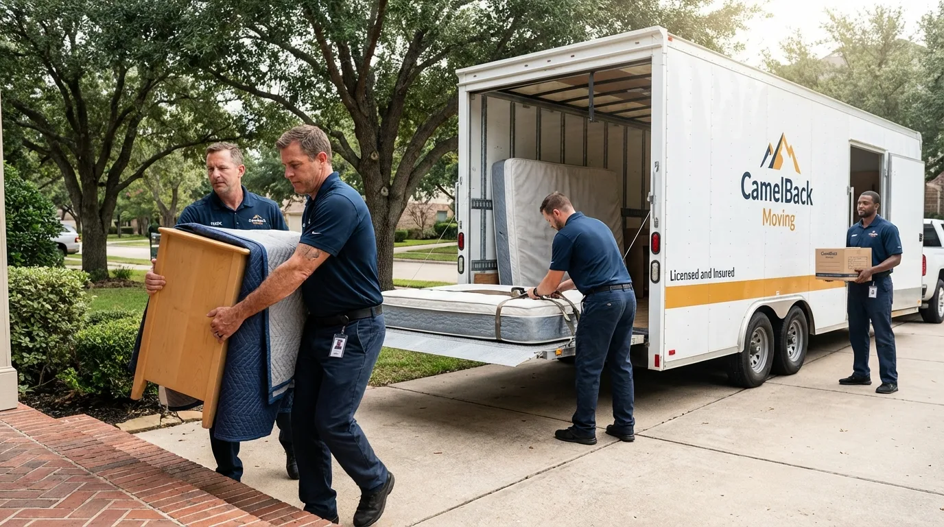 Crew loading residential truck for cross-state move from Florence, CO