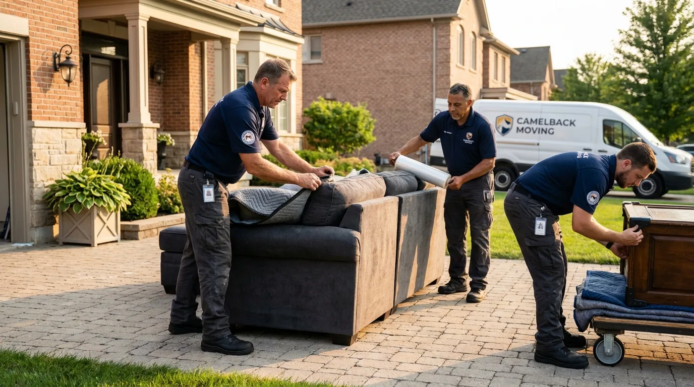 Large estate moving crew wrapping furniture in Florence, CO